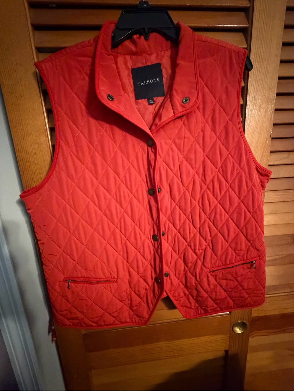 Talbots Quilted Orange-Red Sleeveless Puffer Vest